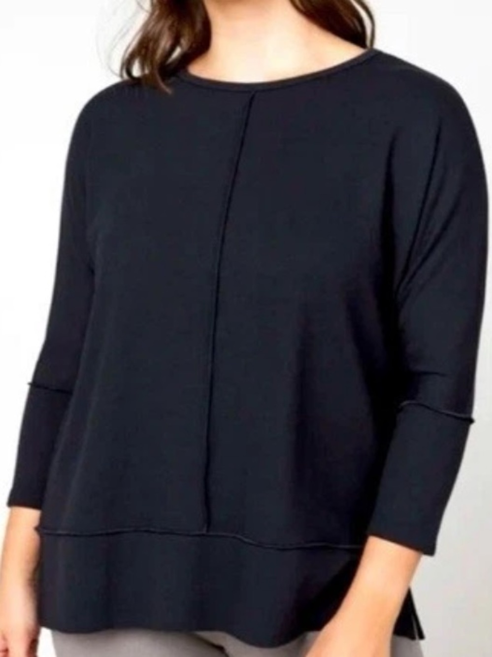 Spanx Shirt Womens 3X Black Jersey Crew Neck Long Sleeve Tunic Top Relaxed